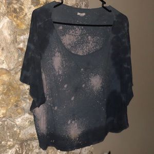 Grey wide neck grunge tee